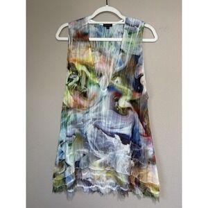 Komarov Colorful Sheer Layering Boho Fairy Top Small Abstract Artsy Festival